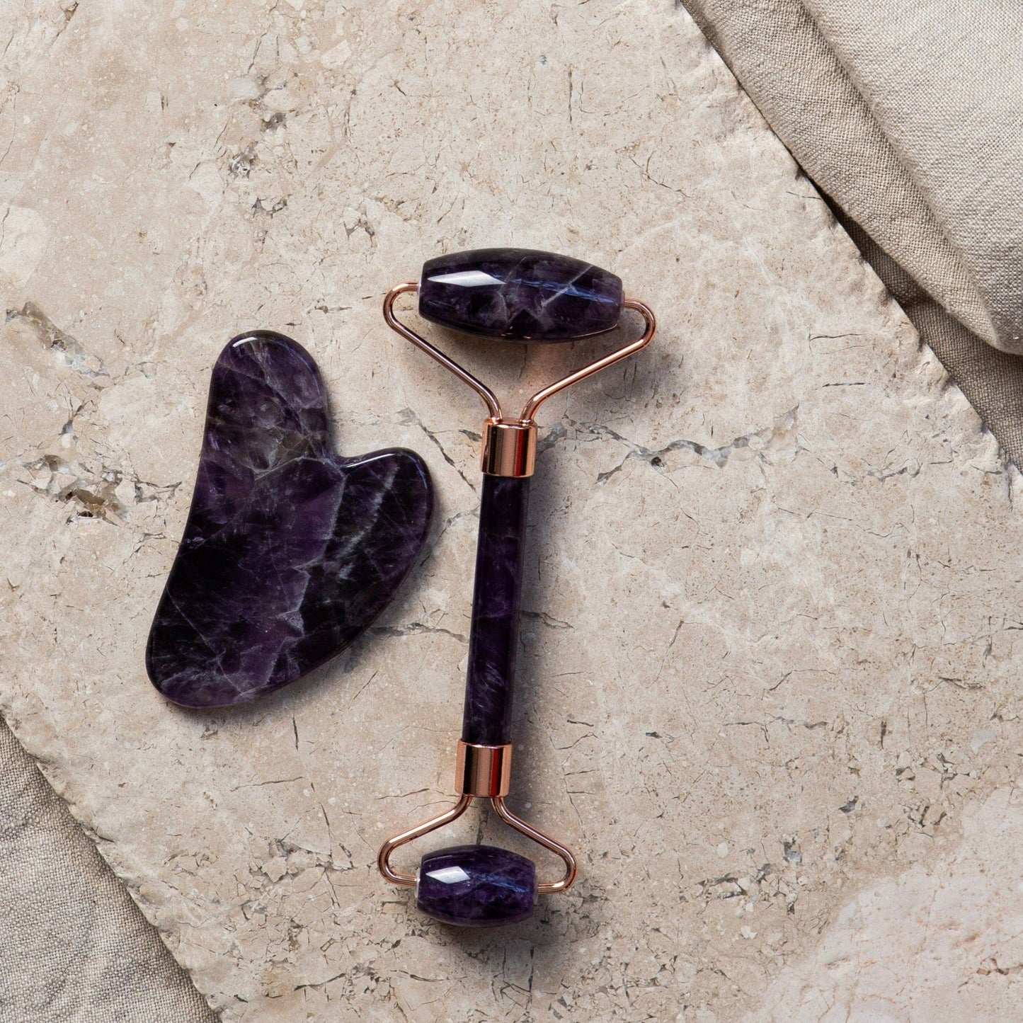 Alta Amethyst Beauty Ritual Set Facial Roller and Gua Sha
