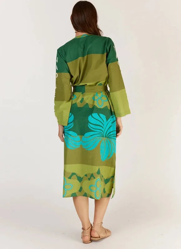 Itami Pelota Long Sleeve Dress-Green