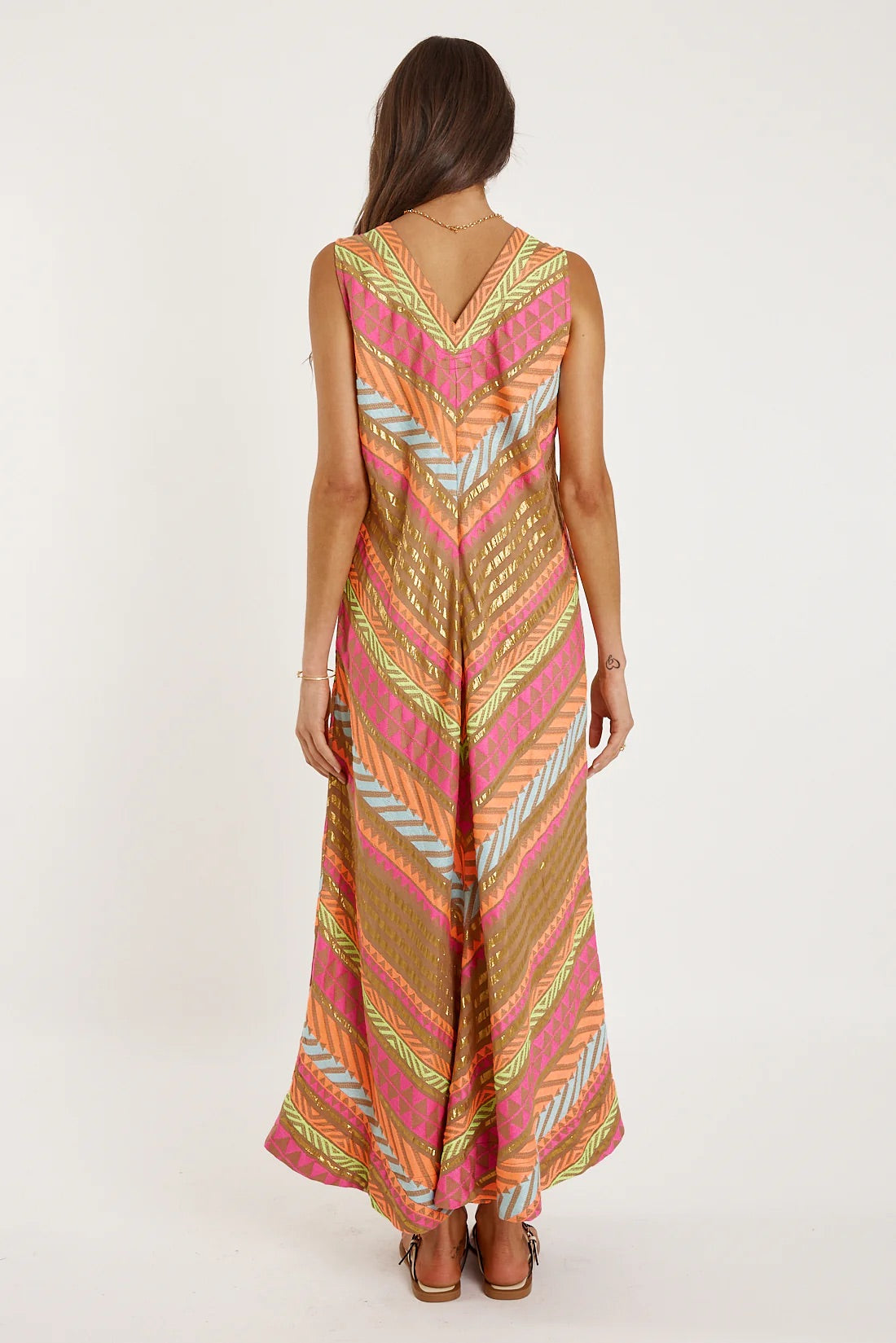 Rubyyaya Palma V-Neck Long Dress -Jacquard