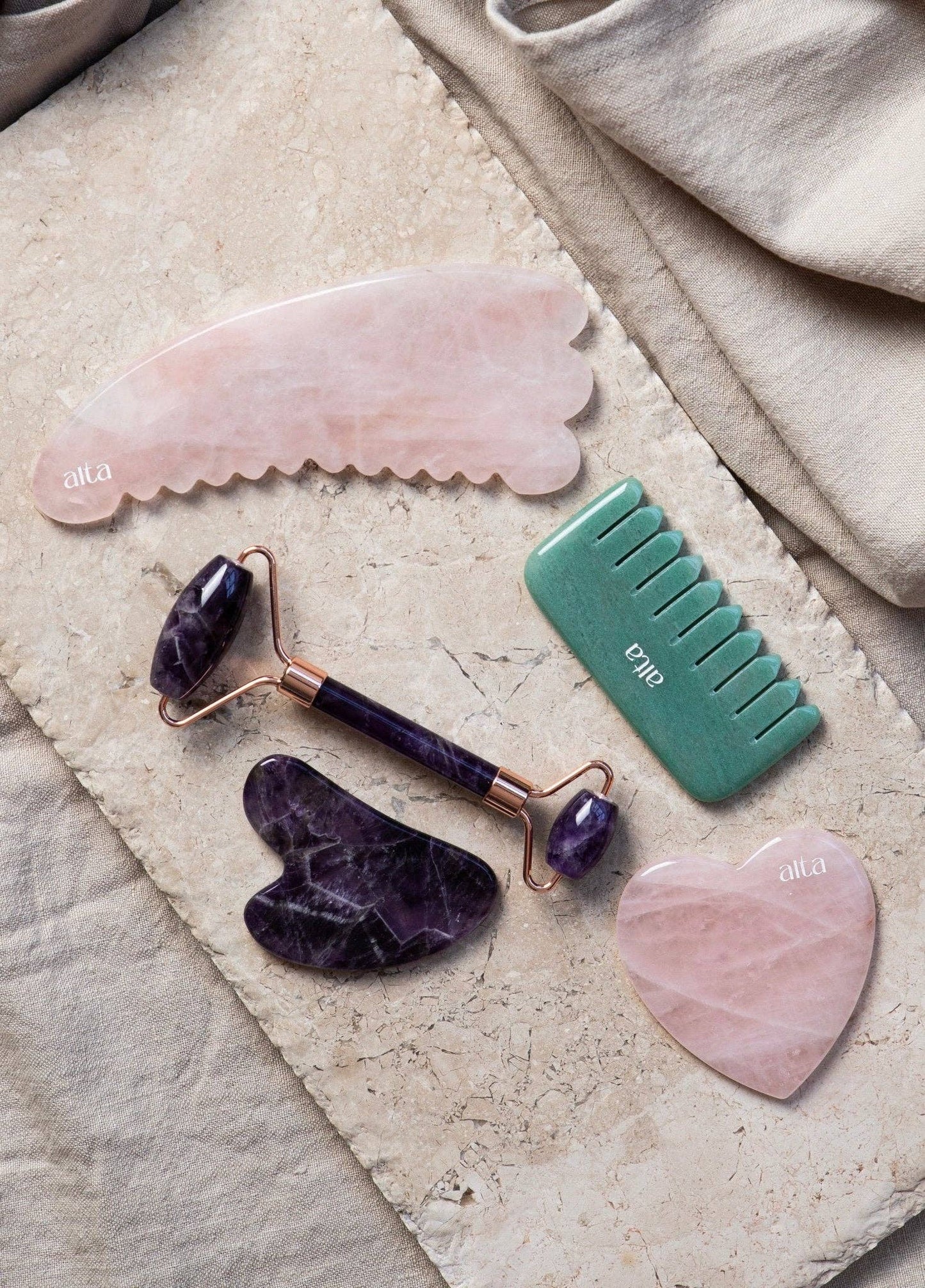 Alta Amethyst Beauty Ritual Set Roller and Gua Sha