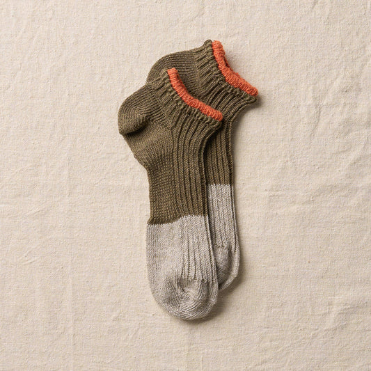 Yahae Linen Sneaker Socks -Olive