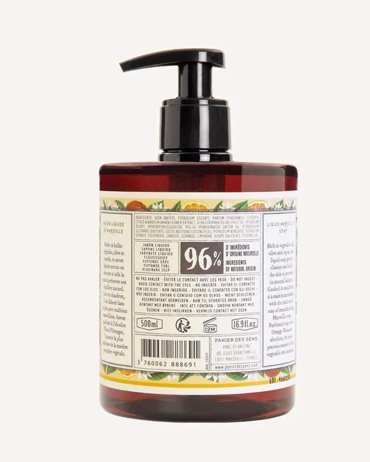 PANIER DES SENS | Liquid Marseille Soap | Orange Blossom 500ml