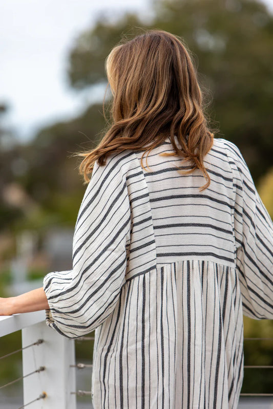 Mandalay Designs - Souq Stripe Dress - White/Oyster