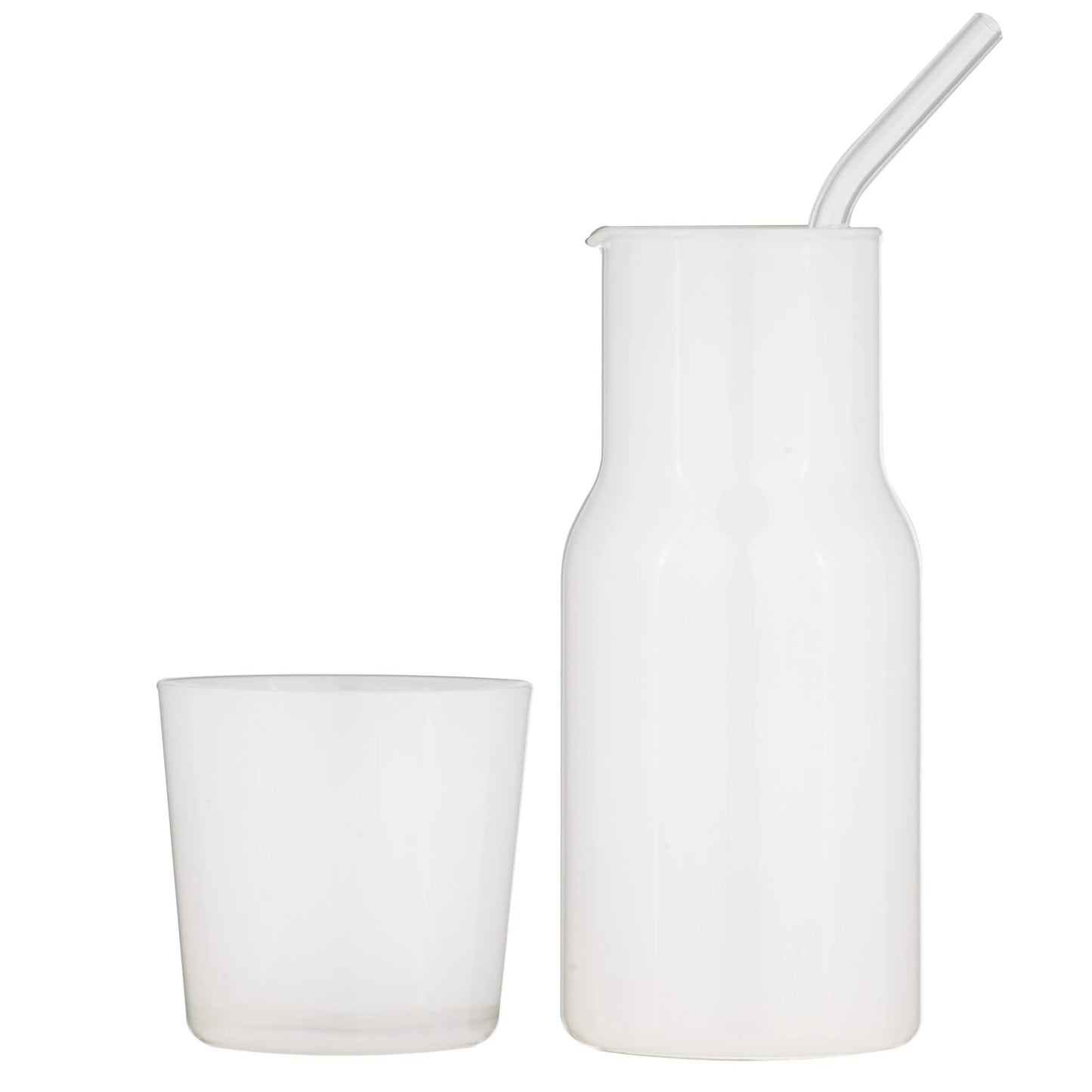 Alta Carafe, Cup and Straw Set White