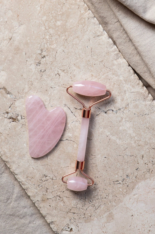 Alta Rose Quartz beauty Ritual Set Roller and Gua Sha