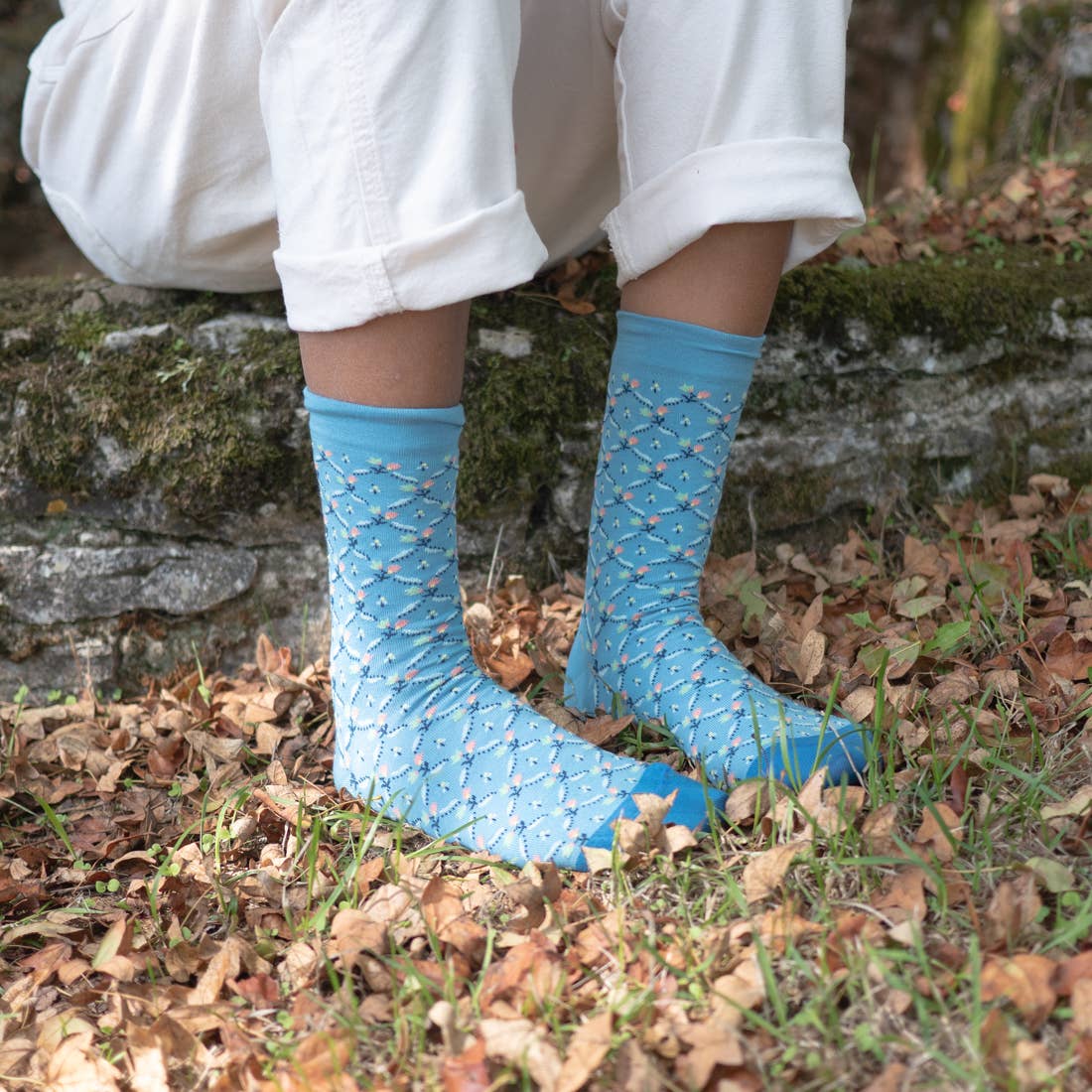 Socks Trellis Fleuri Blue Lavé: 39/41