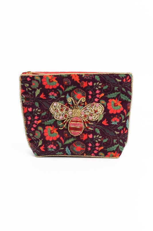 PINK & GOLD BEE PATTERNED SMALL POUCH
