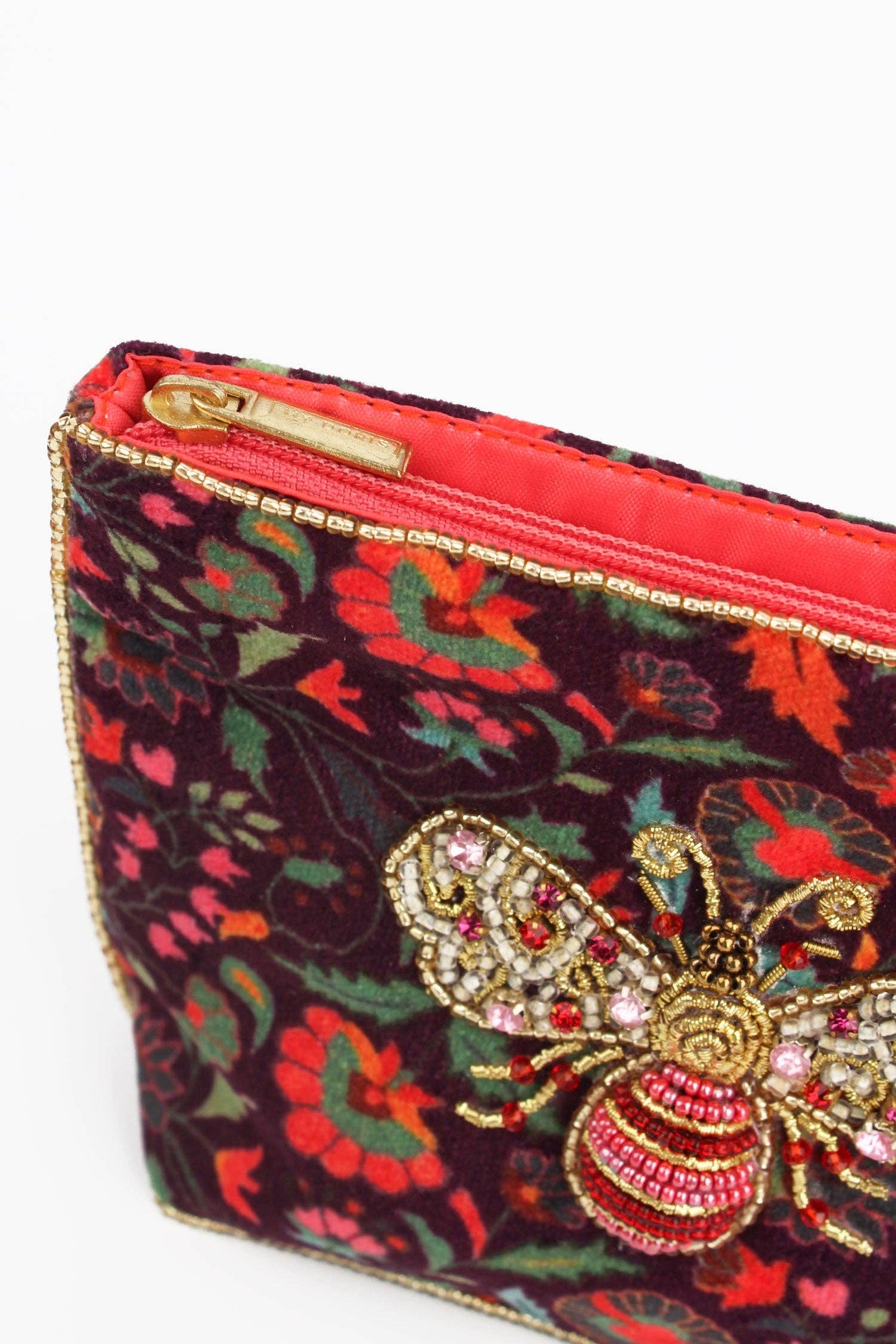 PINK & GOLD BEE PATTERNED SMALL POUCH